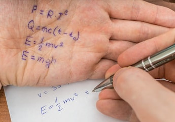 cheat notes on a palm